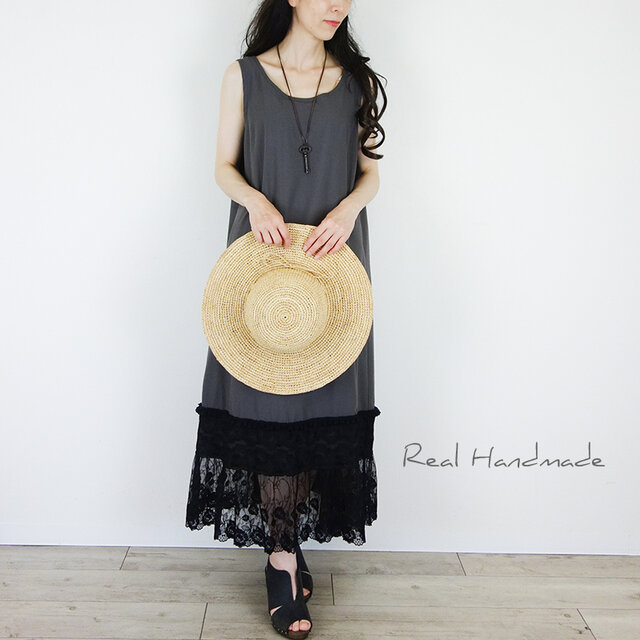 チャコールブラックチュールレース2WAYワンピース