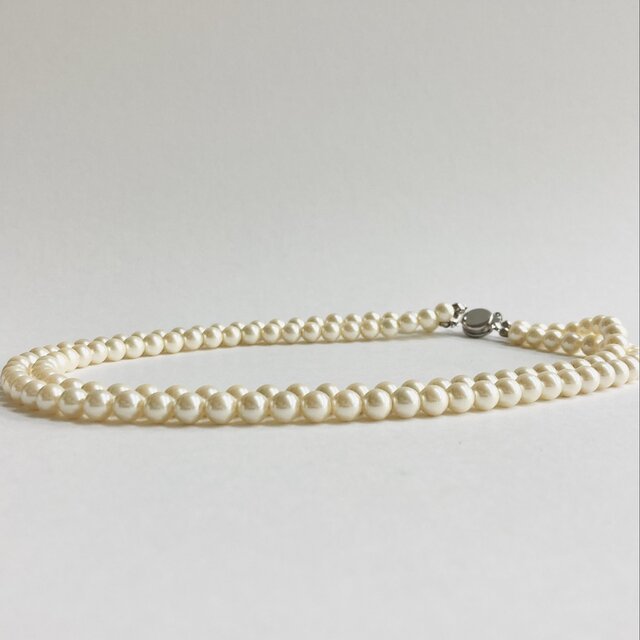 貝パール2連ネックレス/約6mm約42/44cm/クリーム/R/made in japan