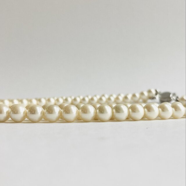 貝パール2連ネックレス/約6mm約42/44cm/クリーム/R/made in japan 