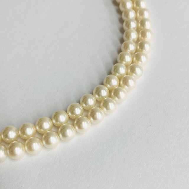 貝パール2連ネックレス/約6mm約42/44cm/クリーム/R/made in japan 