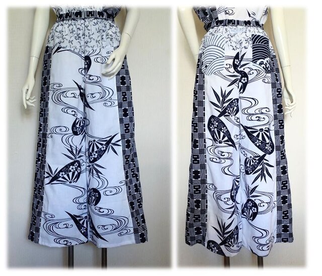 30：浴衣リメイクリラックスウェア（メンズ柄トップ・菖蒲×メンズ柄