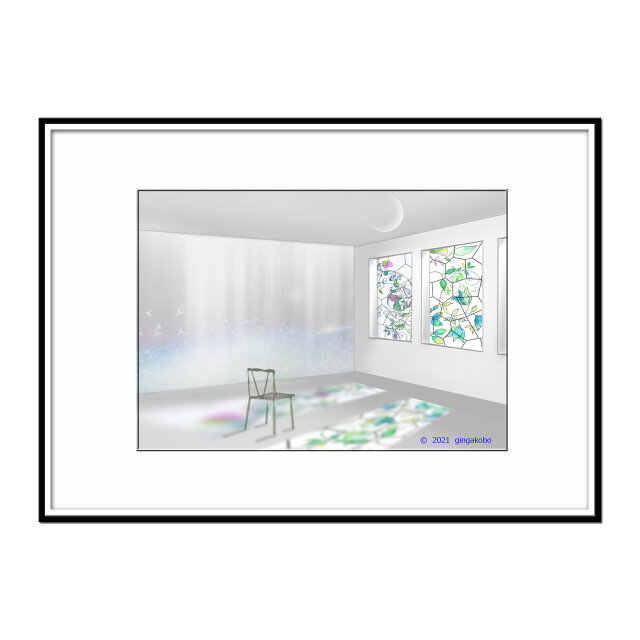ココロの指定席 ステンドグラス 鳥 花 ほっこり癒しのイラストa4サイズポスター No 793 Iichi ハンドメイド クラフト作品 手仕事品の通販