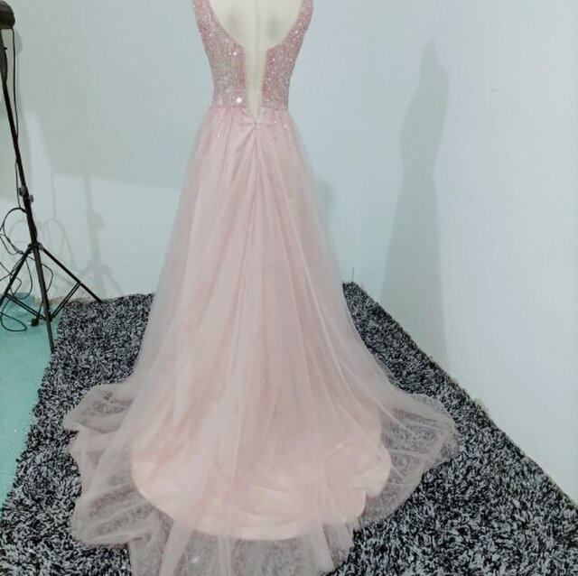 ビジューの美しい チュールイブニングドレス♩.• 美品！ イブニングドレス ワインレッド キラキラチュール