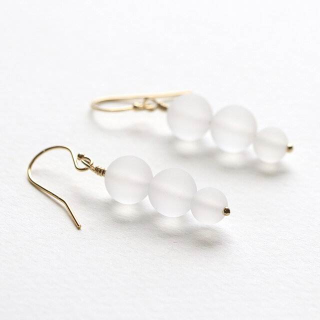 14Kgf フロストクォーツ ピアス/イヤリング --Snow Ice