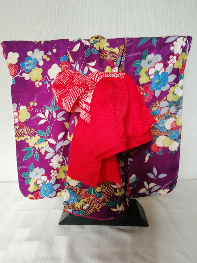 ♪市松人形の着物15号サイズ 紫色系花柄 116 | iichi ハンドメイド・クラフト作品・手仕事品の通販