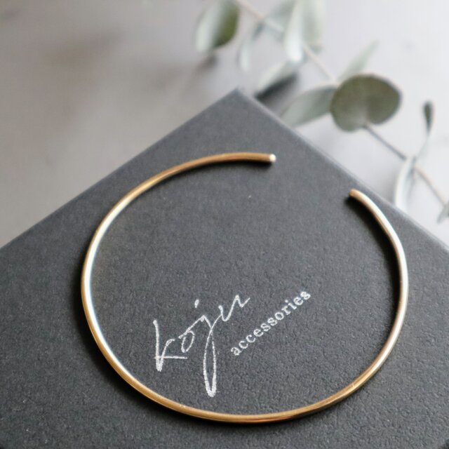 シンプル 華奢バングル　14kゴールドフィルド 毎日使いたい 細めブレスレット アレルギー対応　ギフトにも　