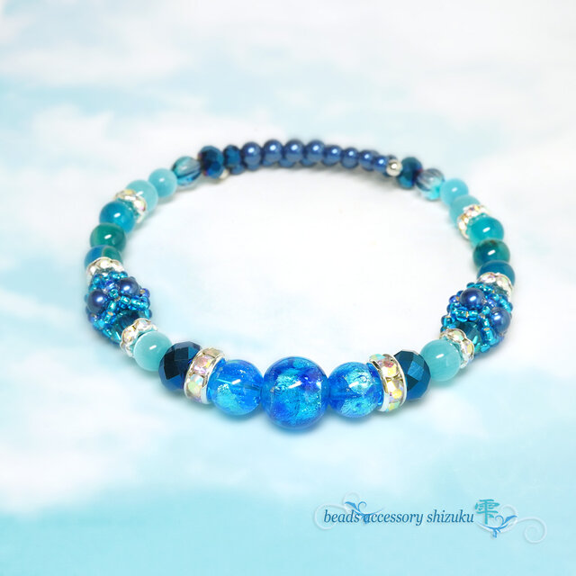 【蓄光】ホタル玉コイルブレスレット＊ブルー