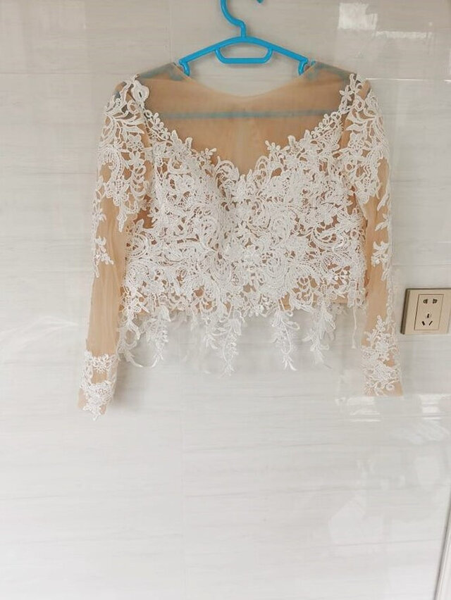 ウエディングドレス ボレロ トップスのみ 長袖 3D立体レース刺繍 ウエディングドレス ボレロ トップスのみ 長袖 3D立体レース刺繍