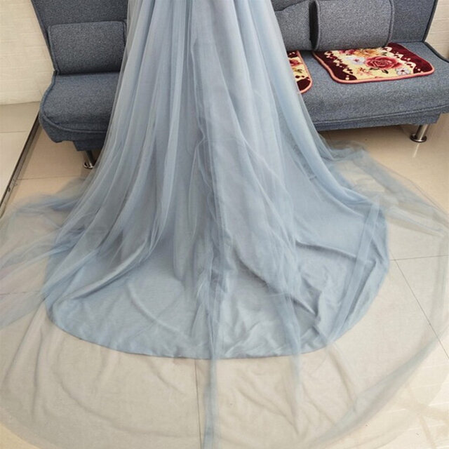 高品質！   ウェディングドレス +チュールスカート  水色  ハンドメイドウェディングドレス