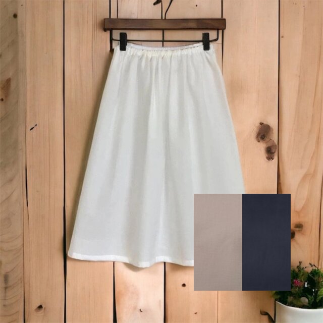 綿100%ペチコート◇3色◇ベージュ・ブラック・ホワイト