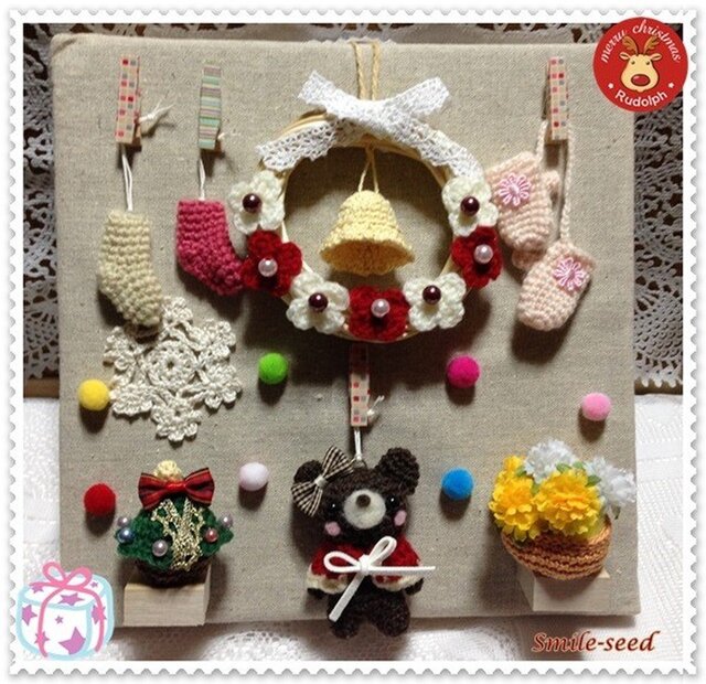 クリスマスキャンバスボード(くま)の画像1枚目