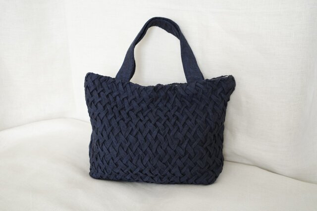 latticeスモッキングバッグ・navy