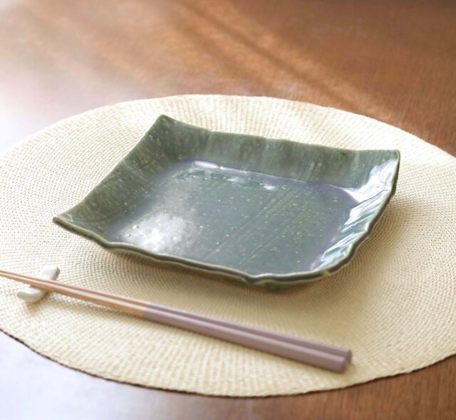 織部皿　4枚 総織部しっぴき盛皿（手造り） 織部 丸田商店 盛皿 平皿 プレート 瀬戸