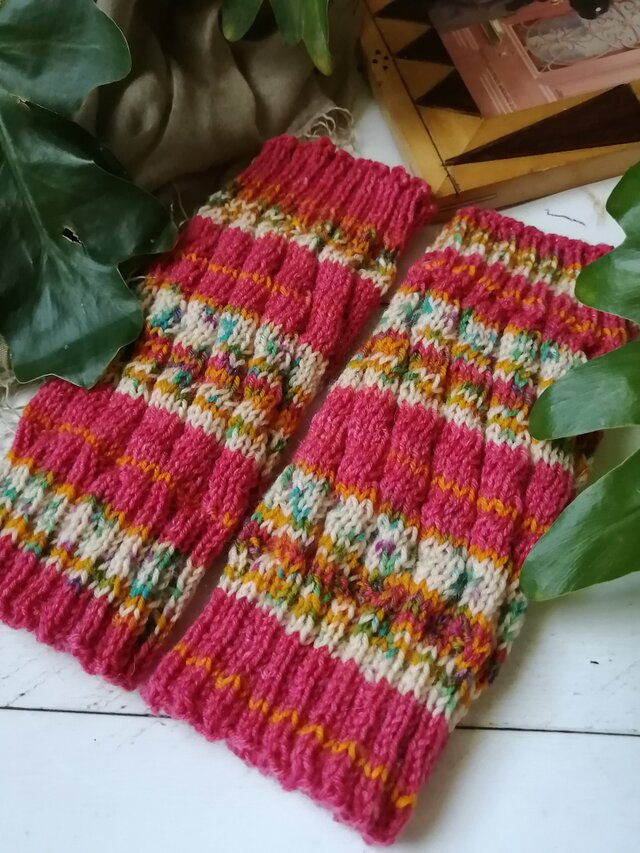 赤ずきんちゃん〜オパール毛糸の短いレッグウォーマー