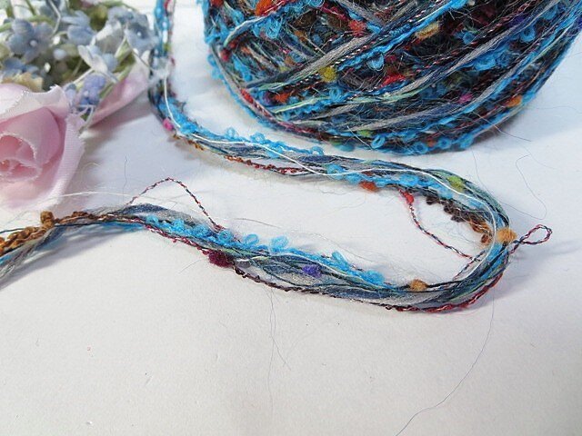 青ループ 花hana花 手染ナイロン Avrilぼんぼんa Iichi ハンドメイド クラフト作品 手仕事品の通販