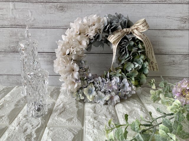4種類のあじさいリース 玄関 インテリア アーティフィシャルフラワー