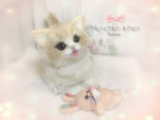 マンチカン 子猫 可動 猫 ぽてぽて ころころ むちむち 羊毛フェルト アートドール Iichi ハンドメイド クラフト作品 手仕事品の通販