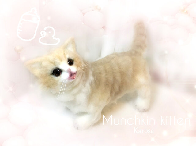 マンチカン 子猫 可動 猫 ぽてぽて ころころ むちむち 羊毛フェルト