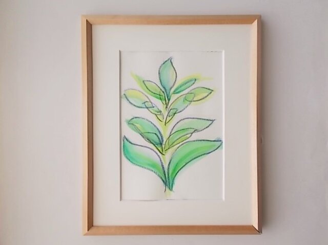 絵画 インテリア 額絵 水彩画 青と緑の世界 a plant 3 | iichi 日々の