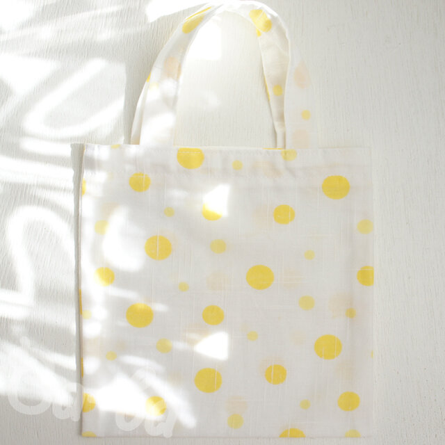 送料無料♪ ばあば作、レトロな手さげバッグ（pois・RB34）