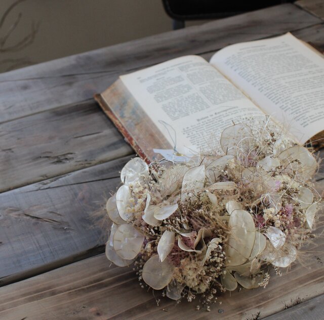 anytime] wreath ルナリアのちいさなワイヤーハーフリースPink