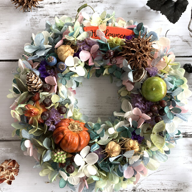 ハロウィンリース 大人ハロウィン】青のリンゴのハロウィンリース | iichi 日々の暮らし