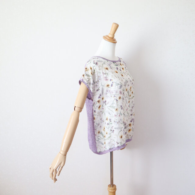 リバティ　プリマヴェーラとリネンニットの半袖カットソー