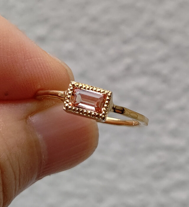 インペリアルトパーズ 　上品なエメラルドカット0.4ct　 シルバーSV925リング