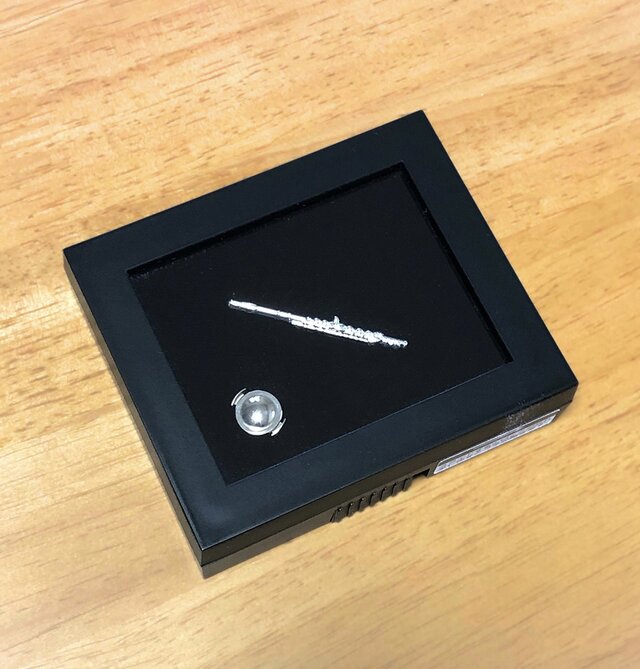 銀製【フルート】シルバー音楽ピンバッジ Flute Pins ケース付 楽器