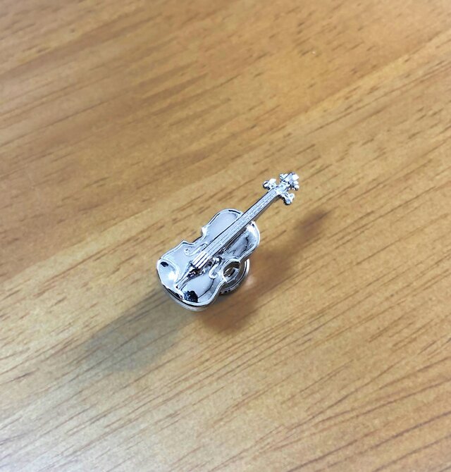 銀製【バイオリン】シルバー音楽ピンバッジ ヴァイオリン Violin Pins