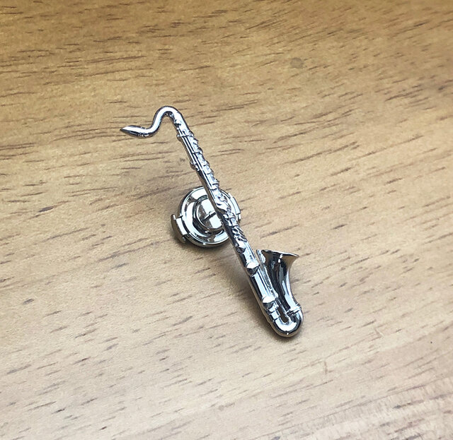 バスクラリネット】スターリングシルバーのピンバッジ BassClarinet