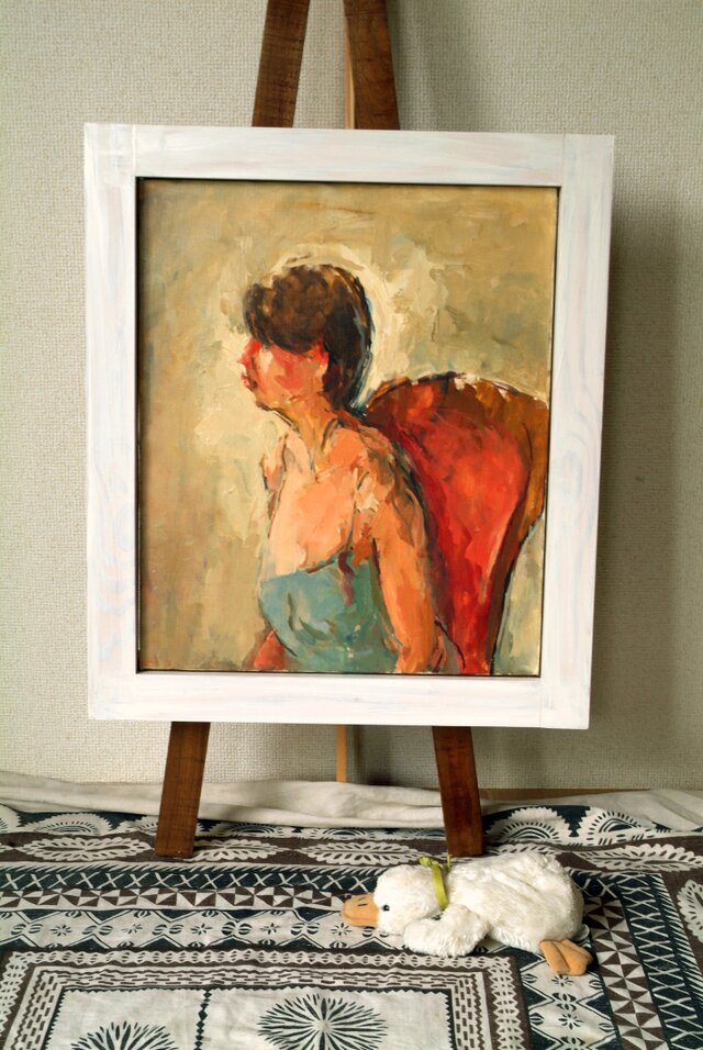 赤い椅子に座る女性 - 絵画のハンドメイド・クラフト作品・手仕事品一覧