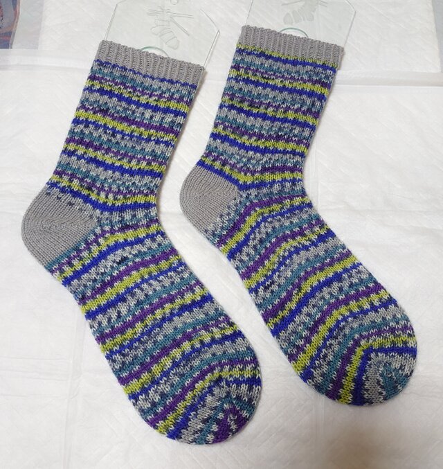 手編み靴下 S＋S indigo