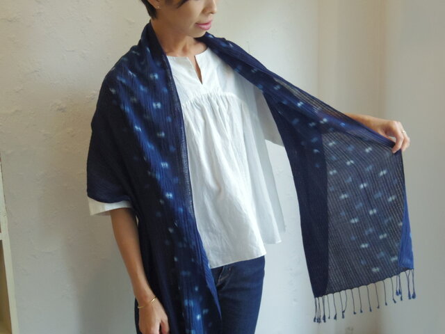 藍染 コットンストール ほたる Iichi ハンドメイド クラフト作品 手仕事品の通販