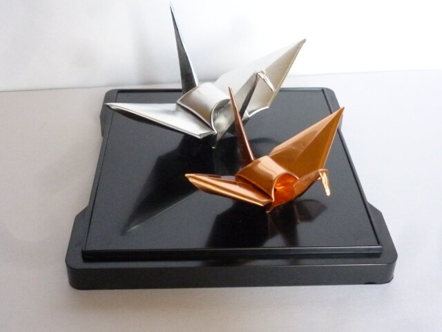 金属板製 折り鶴 ２点セット（中、小） | iichi ハンドメイド