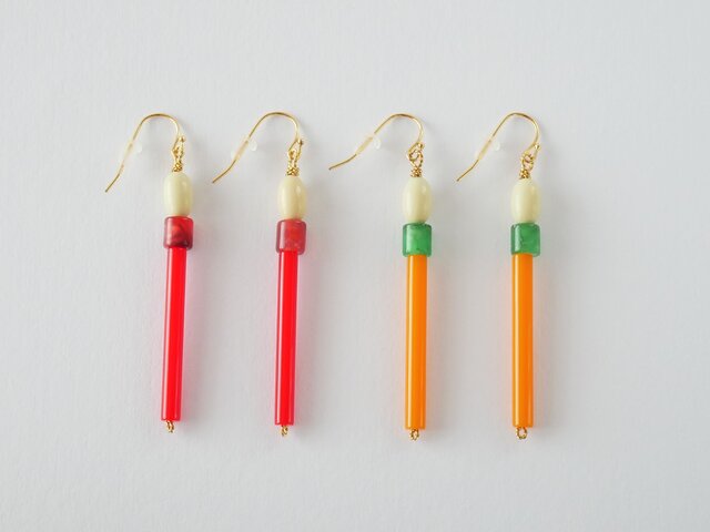 マッチピアス 赤(イヤリング·サージカルステンレスピアス·14kgf