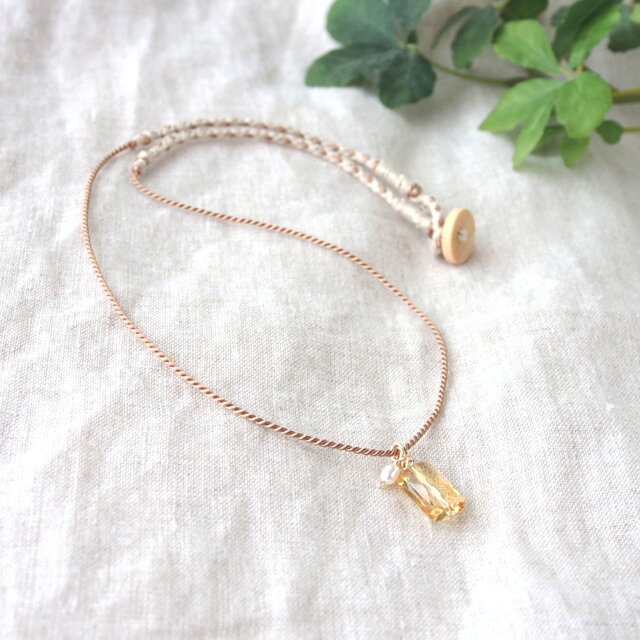 Rectangle Pendant（シトリン×淡水パール）