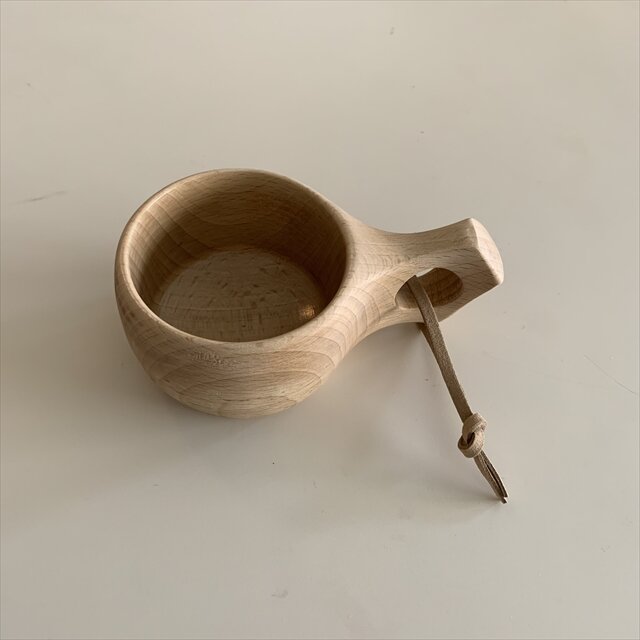 桜材のククサ内面【伝統工芸士の漆塗り】マグカップ　送料無料１点もの　his-0374