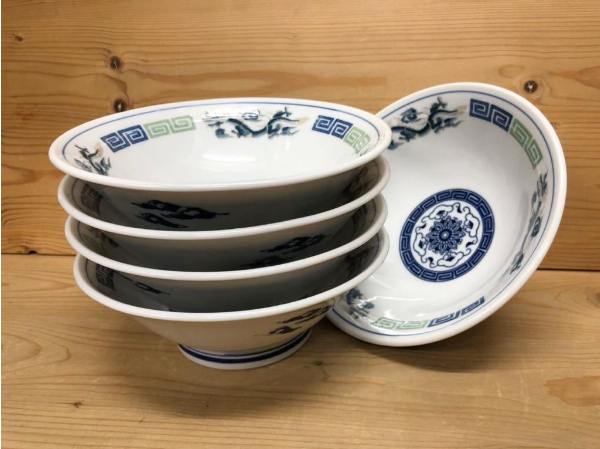 新品】美濃焼製 染付竜雷紋図拉麺鉢 5個組/1個のサイズ/直径/約19.6cm