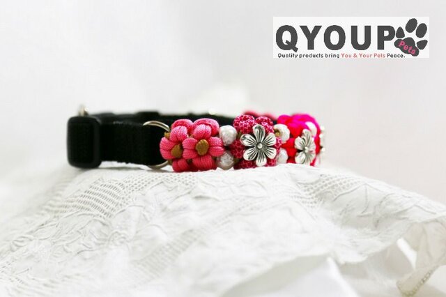 パラコード犬用首輪〈Lサイズ：34～37cm〉 ParaWan combi Fleurs perle