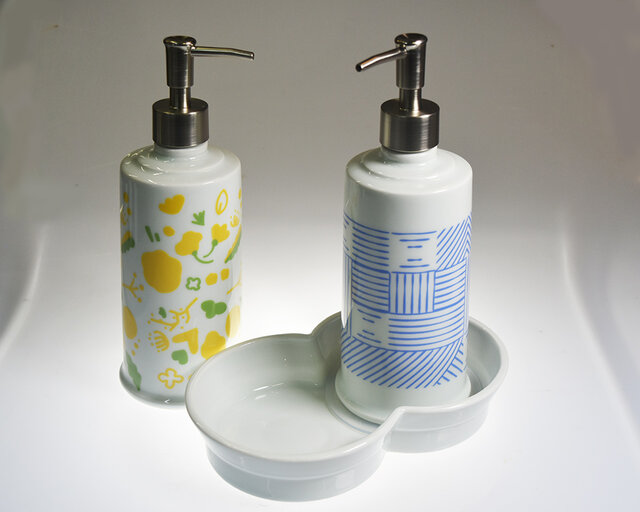 ☆激レア希少！1900s☆ NY ソープディスペンサー 陶器 絞り器 セット