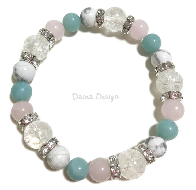 浄化・バランス・守護 | 水晶×ハウライト× じんこうブレスレット 浄化・バランス・守護 | 水晶×ハウライト× じんこうブレスレット