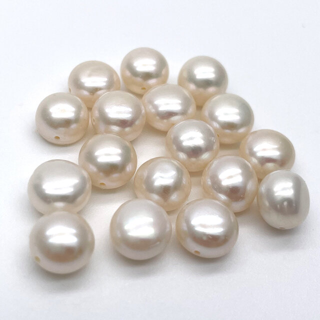 淡水パール ボタン バロック フラット 10粒 中粒 7.5mm~8.0mm 本真珠