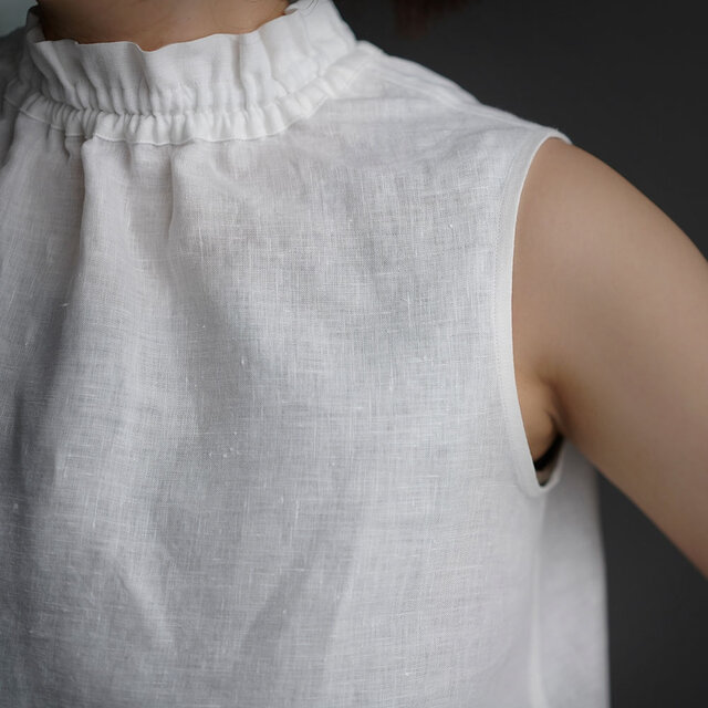 Mサイズ】【wafu】雅亜麻 Linen シャーリング ネック インナーとしても