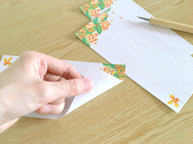 金木犀の一筆箋 縦書き 枚入 ギフトの添え状やお礼状に 便箋 手紙 花 キンモクセイ 秋 レトロ Iichi ハンドメイド クラフト作品 手仕事品の通販