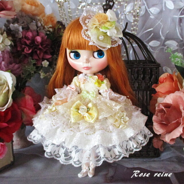 シャーベットオレンジの妖精 ロリータロマンス プリンセスドレス 豪華4