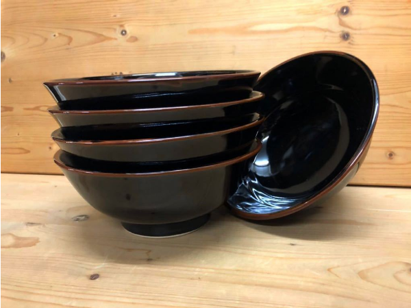 【新品】美濃焼製 鉄釉麺鉢 5個組 1個のサイズ/口径/約23cm×高さ/約9.5cm/約1kg