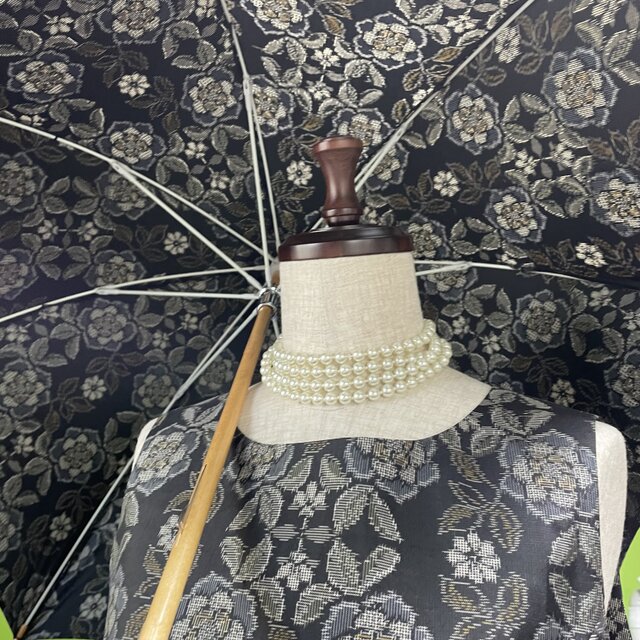 大島紬のワンピースドレス&日傘 薫風の画像1枚目
