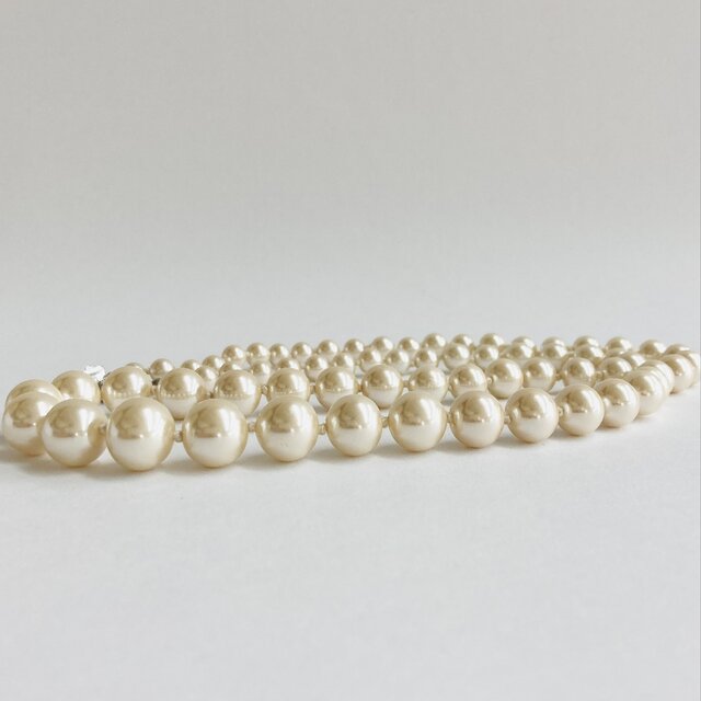 ガラスパールグラデーションオールノットマチネーネックレス/6x12mm約63cm/クリーム/R/made in japan