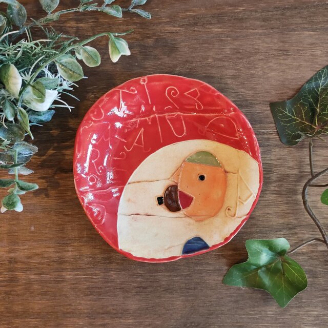 【レッド釉】明るく、楽しく、美味しく！ TIDORI　取り皿１8　2021